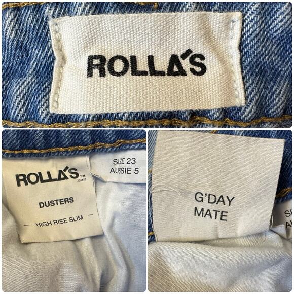 ROLLA’S Dusters High Rise Slim Cut Off Jean Shorts G’Day Mate Aussie 5 Size 23 - Picture 8 of 8